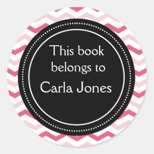 Sticker Rond Plaques personnalisées   Bandes Chevron Roses