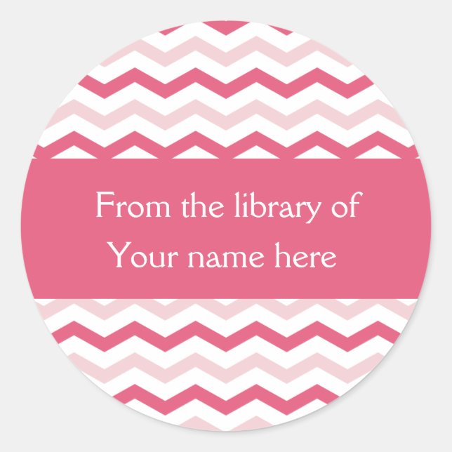 Sticker Rond Plaques personnalisées | Bandes Chevron Roses (Devant)