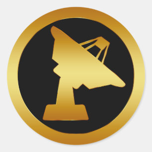 STICKER ROND PLAT SATELLITE D'OR