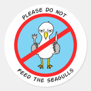 Sticker Rond Please do not feed the seagulls