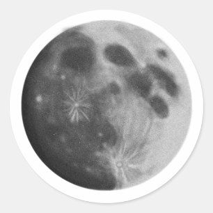 Sticker Rond Pleine lune gris art graphique