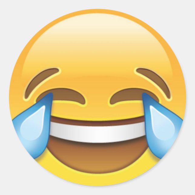 Sticker Rond Pleurer de rire Larmes de joie émoji (Devant)