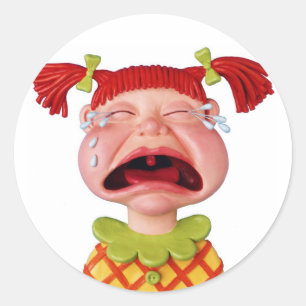 Sticker Rond Pleurer la fille W