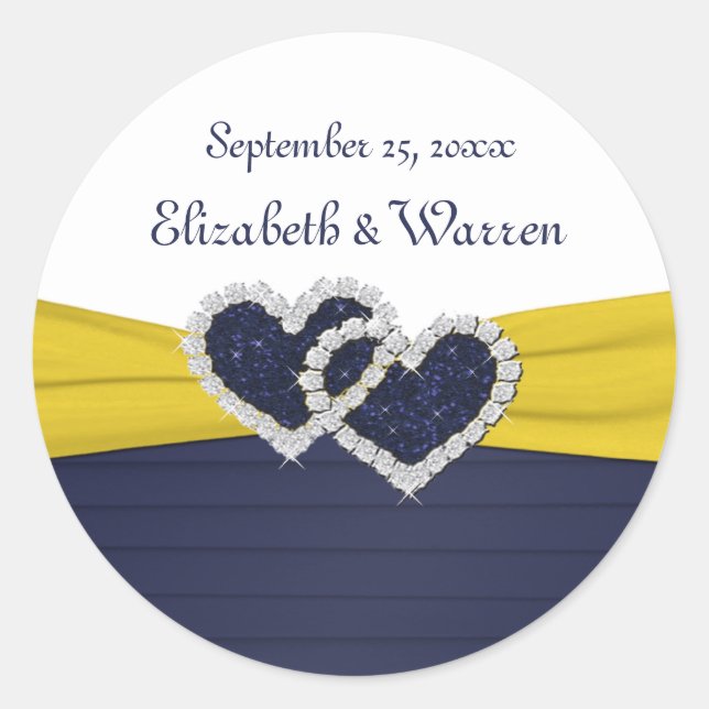 Sticker rond Plis Bleus et Coeurs Diamants (Devant)