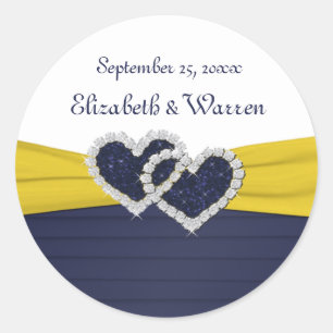 Sticker rond Plis Bleus et Coeurs Diamants