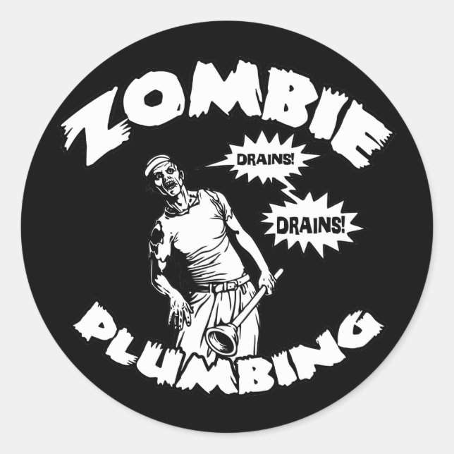Sticker Rond Plomberie Zombie (Devant)