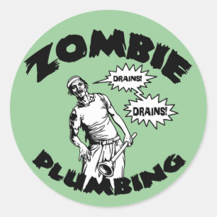 Sticker Rond Plomberie Zombie