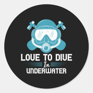 Sticker Rond Plongée - Amour À Plonger Sous L'Eau