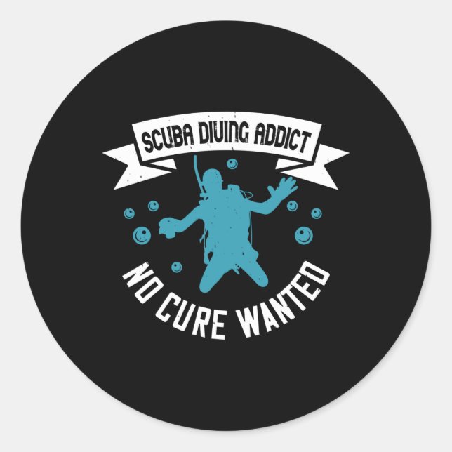 Sticker Rond Plongée - Plongée Addict Sans Cure Recherché (Devant)