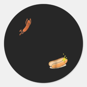 Sticker Rond Plongeon en hauteur Hotdog 1