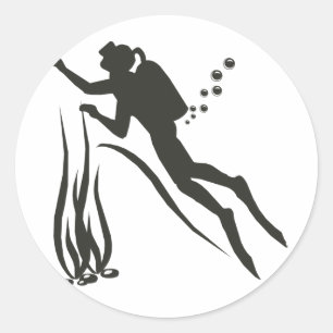 Sticker Rond Plongeur autonome très drôle