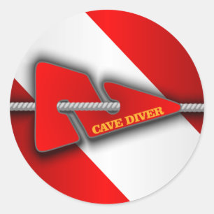 Sticker Rond Plongeur de caverne (ligne marqueur)