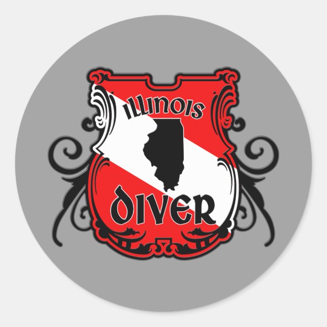 Sticker Rond Plongeur de l'Illinois (Devant)