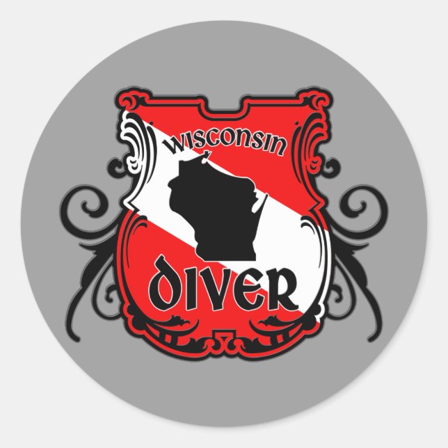 Sticker Rond Plongeur du Wisconsin (Devant)