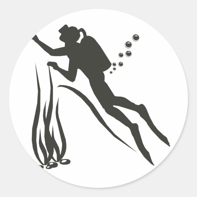 Sticker Rond Plongeur SCUBA très drôle (Devant)