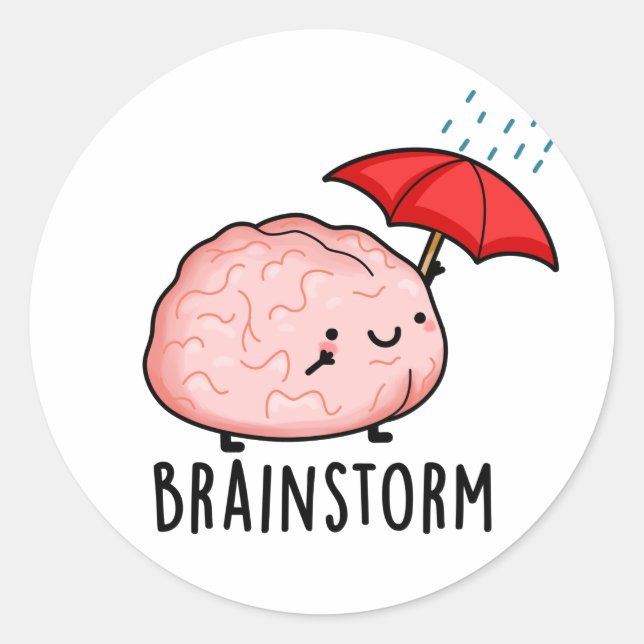 Sticker Rond Pluie cérébrale amusante Anatomie Pun (Devant)