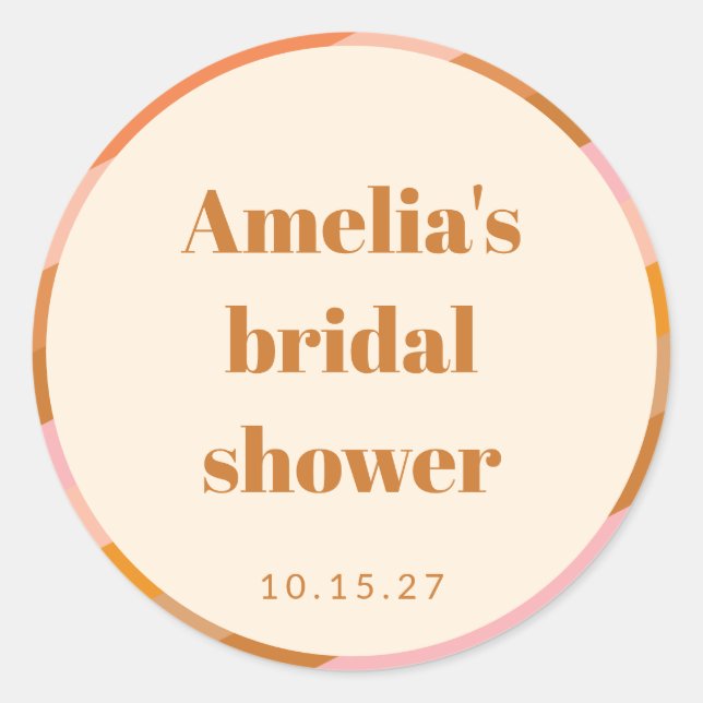 Sticker Rond Pluie de mariage personnalisée rose orange géométr (Devant)