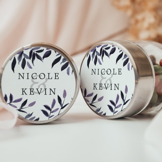 Sticker Rond Plum de récolte | Mariage de feuillage aquarelle (Créateur téléchargé)