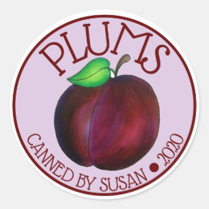 Sticker Rond Plum Plum Plum Plum Plum Plum Fruit Mûr En Été