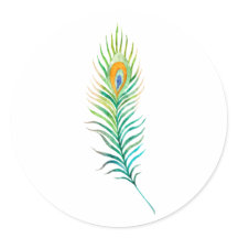Plume de paon à l'aquarelle verte