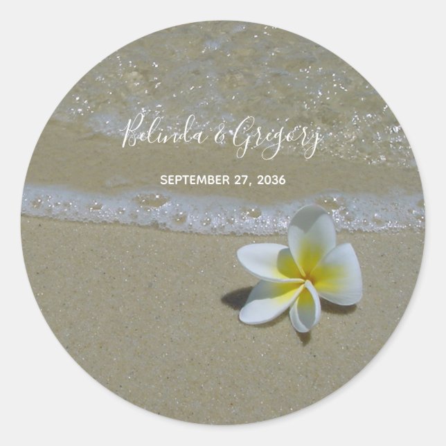 Sticker Rond Plumeria Frangipani sur le Mariage de sable (Devant)