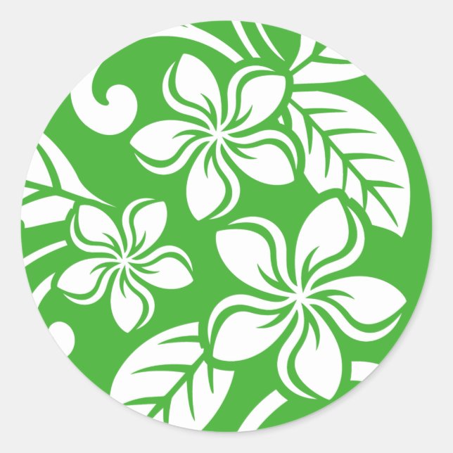 STICKER ROND PLUMÉRIE DE L'ÎLE (VERT DE CITRUS) (Devant)