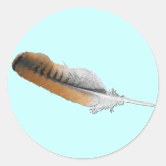 Sticker Rond Plumes de faucon rouge (Devant)