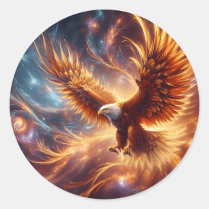 Sticker Rond plumes d'or de l'aigle