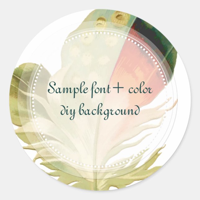 Sticker Rond Plumes PixDezines/Vert/Orange (Devant)
