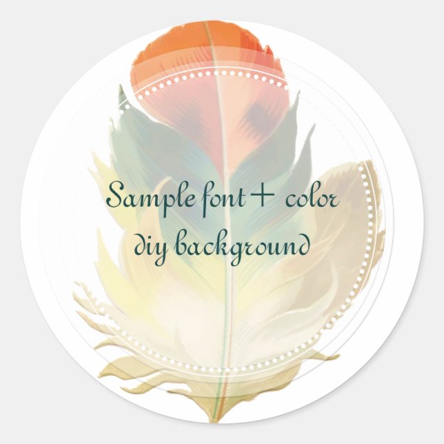 Sticker Rond Plumes PixDezines/Vert/Orange (Devant)