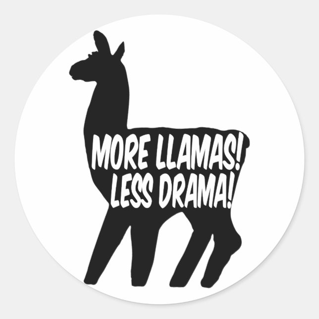 Sticker Rond Plus de lamas moins de drame (Devant)