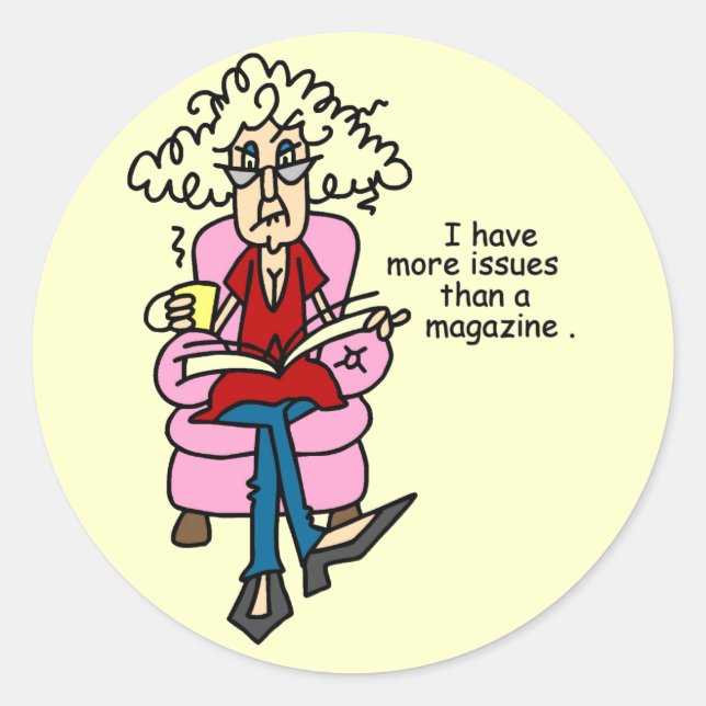 Sticker Rond Plus de numéros qu'un Humour de magazine (Devant)