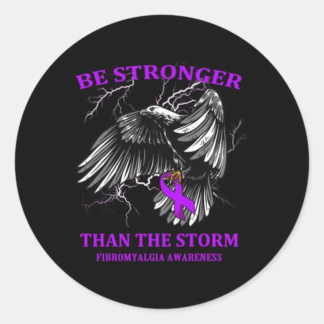 Sticker Rond Plus Forte Que La Tempête Fibromyalgie (Devant)