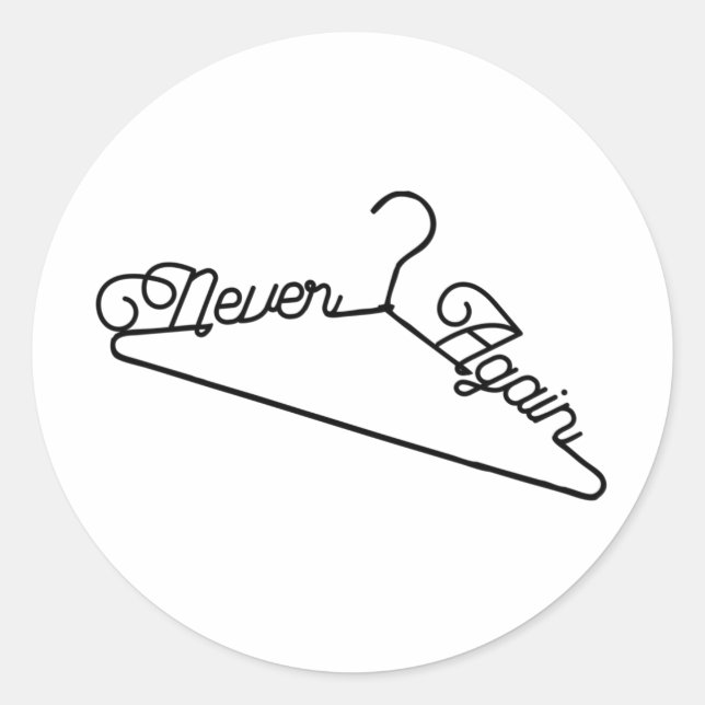 Sticker Rond Plus jamais Hanger Roe c. Wade Pro-Choice (Devant)