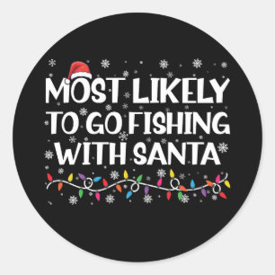 Sticker Rond Plus susceptible d'aller pêcher avec le Père Noël