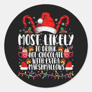 Sticker Rond Plus Susceptible De Boire Des Chamallows Au Chocol