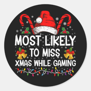 Sticker Rond Plus susceptible de rater Noël en jouant à Christm