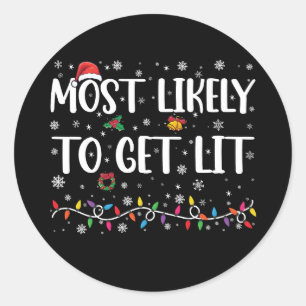 Sticker Rond Plus susceptible de s'enflammer Noël Famille appar
