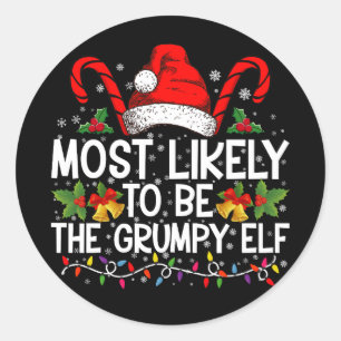 Sticker Rond Plus susceptible d'être l'elfe grincheux Funny Xma