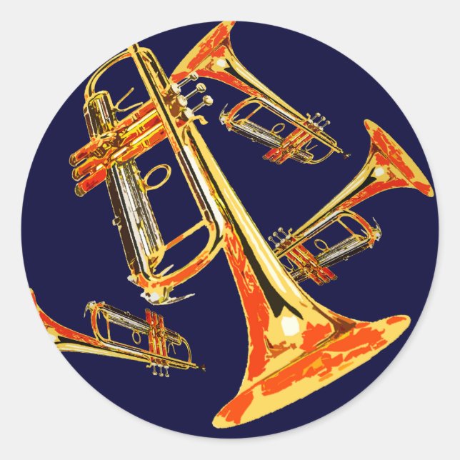 Sticker Rond Plusieurs trompettes (Devant)