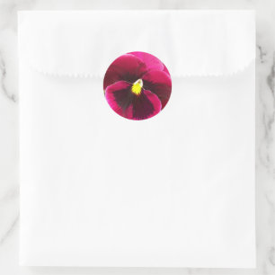 Sticker Rond Plutôt Purple Pansy Floral