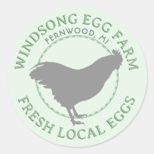 Sticker Rond Plymouth Rock Hen Oeufs locaux frais Carton Étique