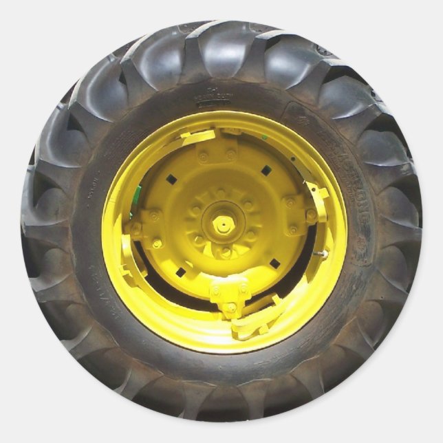 Sticker Rond pneu tracteur jaune et vert (Devant)