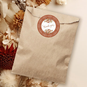 Sticker Rond Poche Aquarelle Florale Persimmon Merci