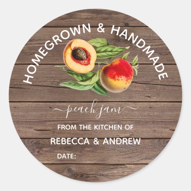 Sticker Rond Poche artisanale et artisanale Confiture Barnwood (Devant)
