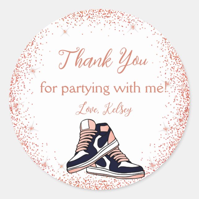 Sticker Rond Poche Basket Anniversaire, Parties scintillant Swe (Devant)