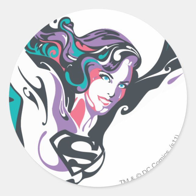 Sticker Rond Poche de sélection couleur Supergirl 3 (Devant)