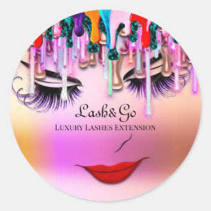 Sticker Rond Poches d'extension de trait d'artiste de maquillag