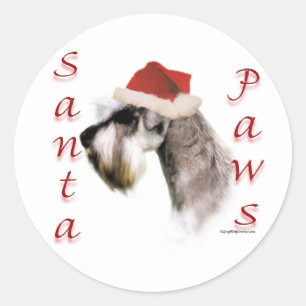 Sticker Rond Poches Père Noël Schnauzer Miniature
