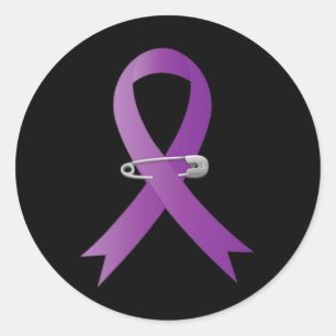 Sticker Rond Pochette ruban violet de sensibilisation à l'épile